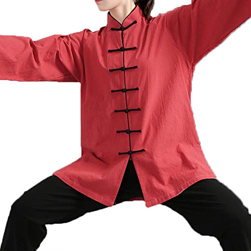 Tai Chi Uniformen Kampfsport Leinen Chinoiserie - Herren Frauen Sets Traditionell Kleidung Shaolin Kung Fu Wing Chun Taekwondo Trainingskleidung(Color:Rotwein,Size:S.)