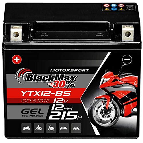 BlackMax YTX12-BS Motorradbatterie GEL 12V 10Ah CTX12-BS Batterie 51012 Quad