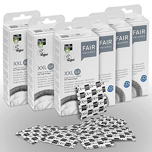 FAIR SQUARED Kondome XXL 48 Box 64 mm – Vegane Kondome Klimaneutral aus fair gehandeltem Naturkautschuk – Kondom gefühlsecht hauchzart condoms