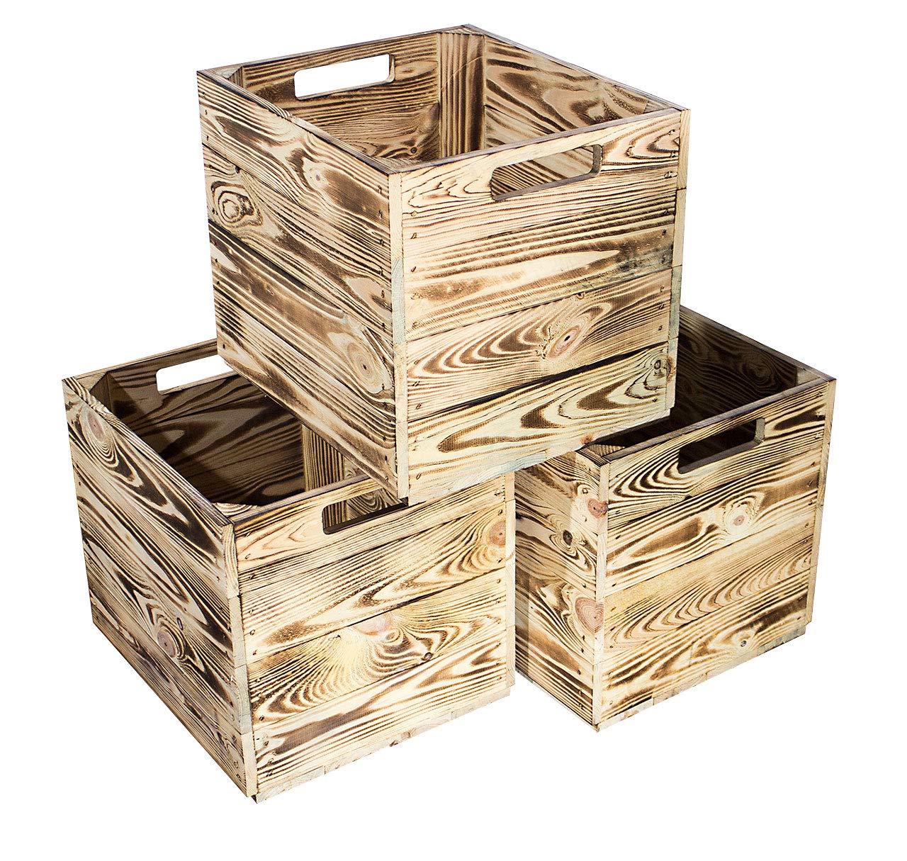 6 geflammte Holzkisten für Kallax Regal Ikea 33cm 37,5cm 32,5cm Obstkiste Kiste Box