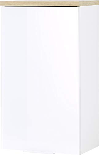 Germania Hängeschrank 2750-513 GW-Pescara in Weiß/Navarra-Eiche-Nachbildung, mit Glasfronten, 39 x 69 x 27 cm (B/H/T)