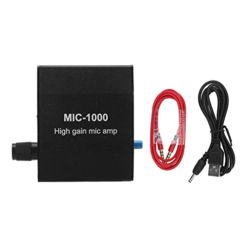 Kadimendium Mikrofonverstärker Mic Audio Amp High Gain Mikrofonverstärker aus Aluminiumlegierung 1000-fache Verstärkung Zubehörset Kit