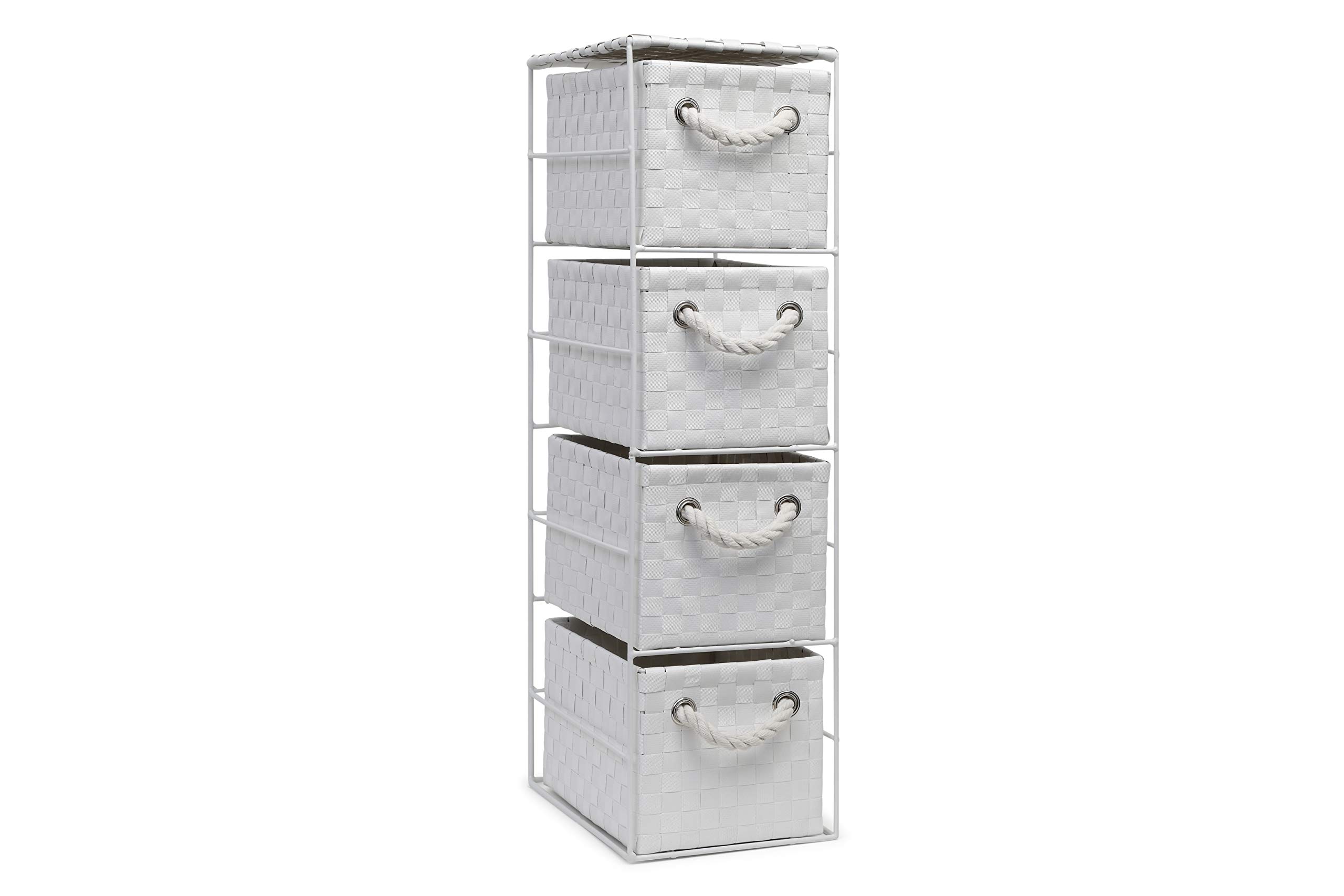 ARPAN Schrank mit 4 Schubladen, ideal für Zuhause/Büro/Schlafzimmer, 18 x 25 x 65 cm, Weiß