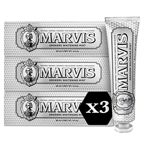 Marvis Smokers Whitening Mint Zahnpasta, 3 × 85 ml, Whitening Zahnpasta fördert eine natürliche Zahnaufhellung, Zahncreme entfernt Plaque & verleiht langanhaltende Frische