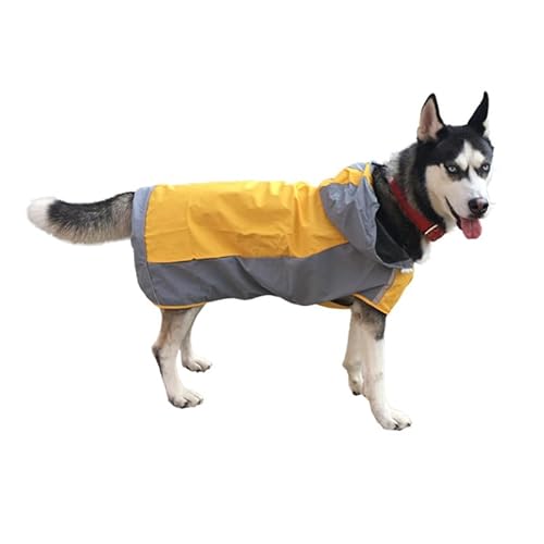 SARUEL Outdoor-Regenmantel Für Große Hunde,Kleidung Für Große Hunde,Wasserdichter Haustiermantel,Regenjacke,Reflektierend,Mittelgroßer Hundeponcho,Atmungsaktives Netz,Gelb,XXXL