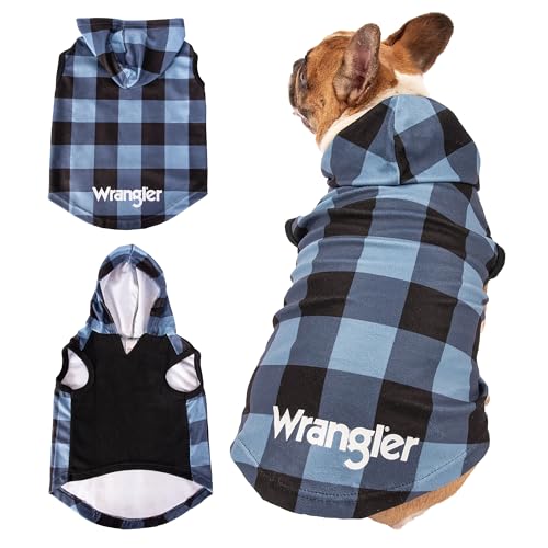Wrangler Hunde-Kapuzenpullover – Fleece-Hundepullover mit Loch für die Leine, kaltes Winter-Sweatshirt für kleine, mittelgroße und große Hunde, hochwertige Hundekleidung, Herbst-Hundepullover,