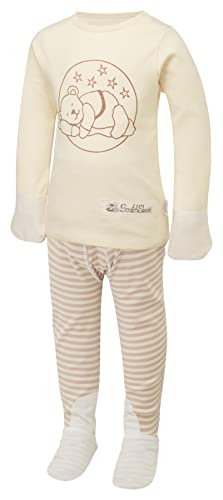 ScratchSleeves | Schläfriger Bär Schlafanzug für juckende Babys und Kleinkinder | Cappuccino | 12-18 Monate