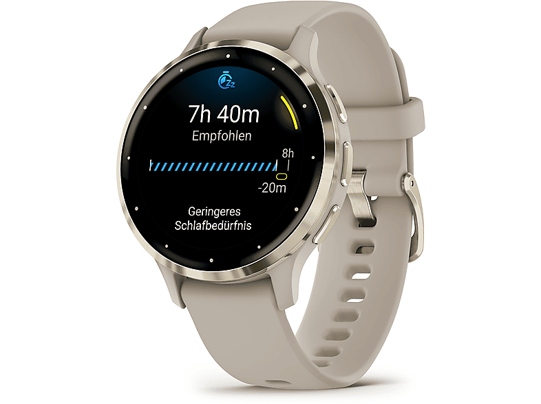 GARMIN VENU® 3s Smartwatch faserverstärktes Polymer Silikon, 18 mm, French Gray/Softgold