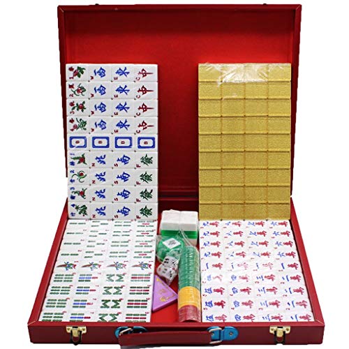 Suuim Mahjong-Set, MahJongg-Fliesen-Set, tragbares Mahjong-Set, Mini-Reise-Mahjong-Spielsteine für Zuhause im chinesischen Stil (Mah Jong Mah Jongg Mahjongg) Chinesische Ma