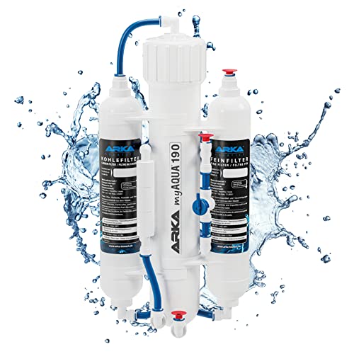 ARKA Aquatics myAqua190 - Umkehrosmoseanlage für bis zu 190 L/Tag, filtert bis zu 99% der Schadstoffe, Salze & Bakterien aus dem Wasser, ideal für jedes Meerwasser- & Süßwasseraquarium,