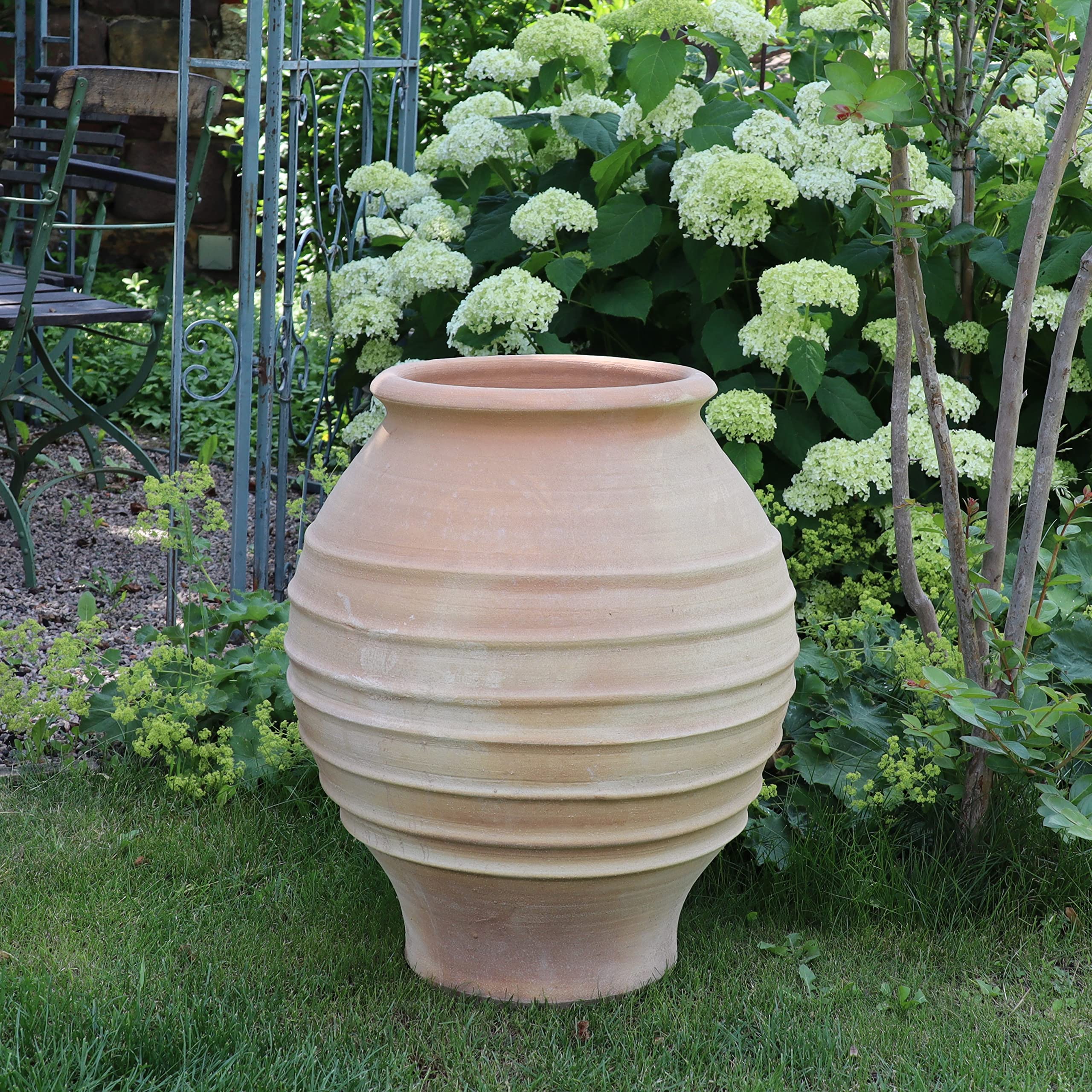 Kreta-Keramik frostfeste handgefertigte Terracotta Amphore für den Garten 60 cm hoch für Garten Terrasse, bepflanzbar, Agave 60