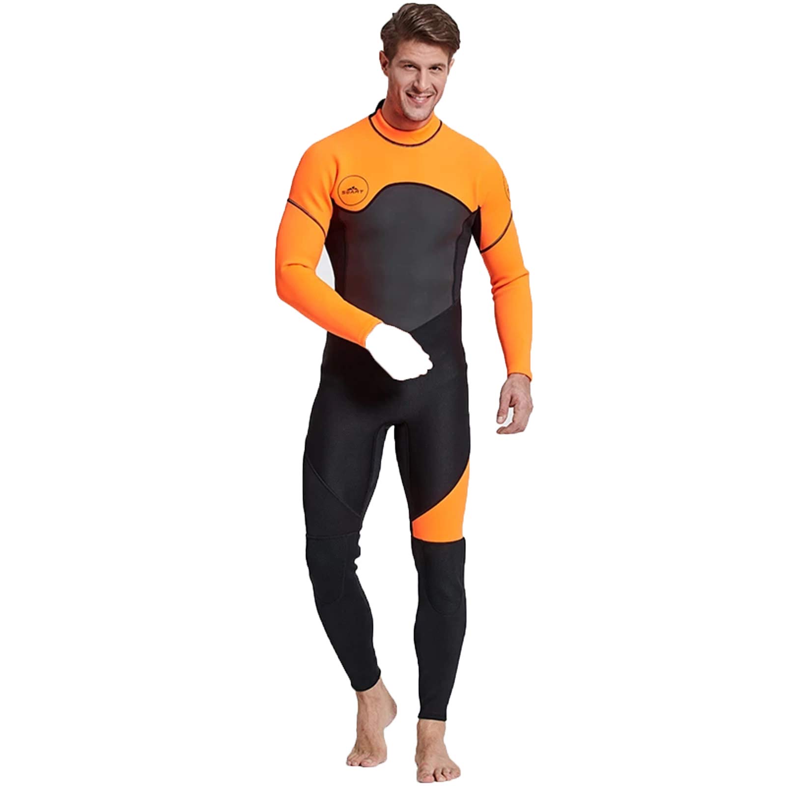 ZMMYD Herren Ganzkörper Neoprenanzug, 3mm Herren Neopren Langarm Tauchanzug - Perfekt zum Schwimmen Tauchen Surfen,Orange,XL