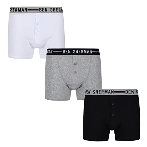 Ben Sherman Herren Jameson Boxershorts, schwarz/weiß/grau, XL