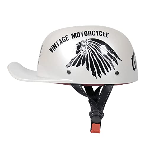 Woljay Jethelm Motorradhelm Baseball Kappe Jahrgang Halbhelm Retro Männer Frauen für Zerhacker Kreuzer Straße Roller Moped Jet - DOT Zertifiziert (Mittel, Indian)