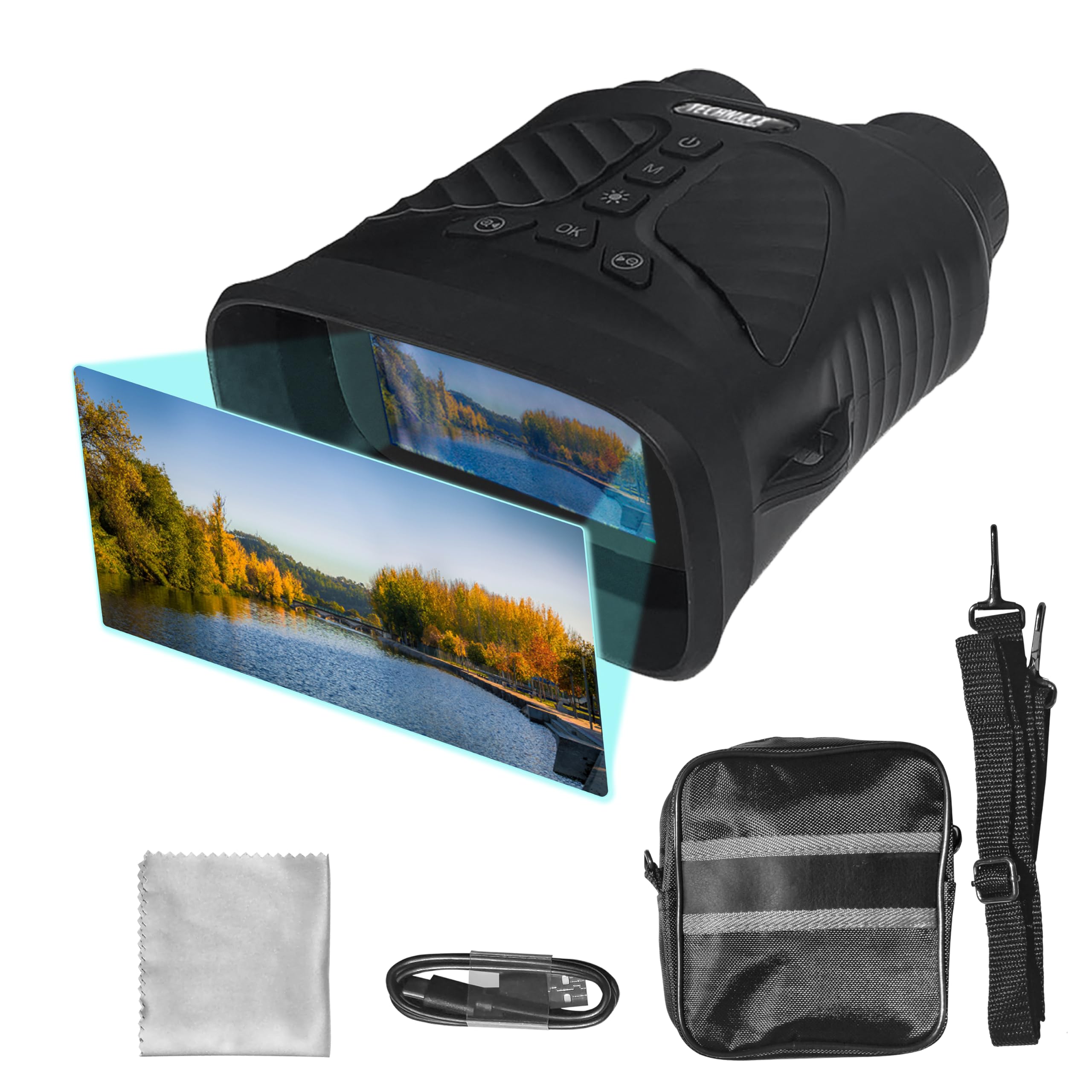 Technaxx Nachtsichtgerät TX-257 – Full-HD-Videoauflösung 1080p, 40MP Fotoauflösung, 4X Optische Vergrößerung, 8X Digitalzoom und IR LED - Nachtsichtfernglas für Jagd, Wandern