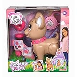 Simba 105893264 - ChiChi Love PooPoo Puppy Chihuahua Spielzeug Hündchen aus Kunststoff, zum Gassi gehen, inklusive Leine, Leckerlis und Zubehör, für Kinder ab 3 Jahren