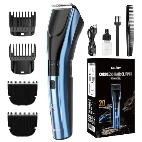Haarschneidemaschine für Männer, schnurlose Haarschneidemaschine zum Haarschneiden, professionelle Herren-Haarschneidemaschine, wiederaufladbar, LED-Display, 20 verstellbare Längen
