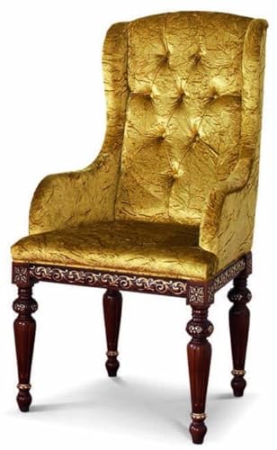 Casa Padrino Luxus Barock Esszimmer Stuhl mit Armlehnen Gold/Dunkelbraun - Made in Italy