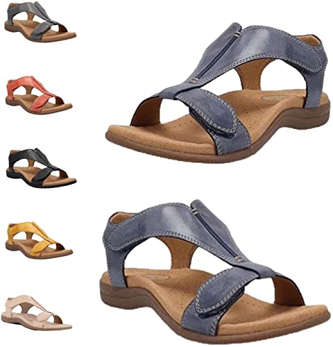 OOTDAY Dotmalls Womens Comfy Orthotic Sandals, Womens Arch Support Flat Sandals, Orthotic Sandals for Women, Summer Open Toe Wide Fit Flat Dotmalls Sandals