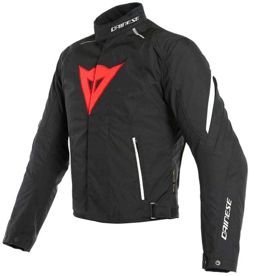 Dainese Laguna Seca 3 D-Dry Jacket, Motorradjacke Wasserdicht Cordura, Herren, Schwarz/Lava Rot/Weiß, 54