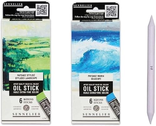 Sennelier Oil Sticks Mini-Sticks Landschaft und Estompe, 12 Stück