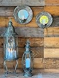 Wandkerzenhalter mit Spiegel Kerzenleuchter rund Metall/Glaszylinder Vintage (Spiegel m. Windlicht - D 35cm)