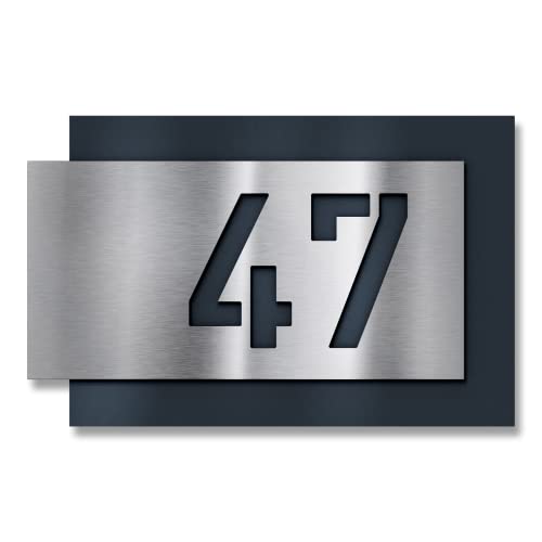 Metzler Individuelle Hausnummer aus Edelstahl - Hausnummernschild in Anthrazit RAL 7016 - Türschild mit ausgelaserter Hausnummer - Kratzfest und Robust - Made in Germany - 3D Effekt (171 x 110 mm)
