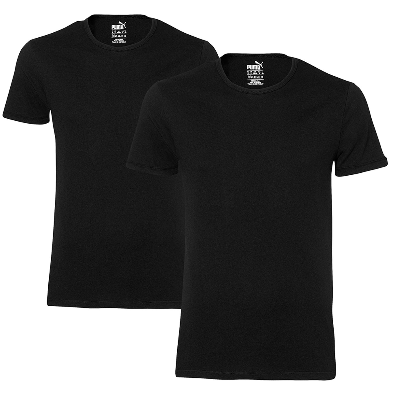 Puma Herren Bodywear Basic T-Shirt 2er Pack, schwarz, S, 652001001