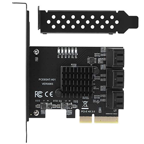 Erweiterungskarte für ASMedia ASM1166 Master, PCIE zu 6 Port SATA3.0 Festplatte 6G PCI-E3.0 GEN3 4X Interface Hub Adapter, Einfach zu Transportieren und Aufzubewahren