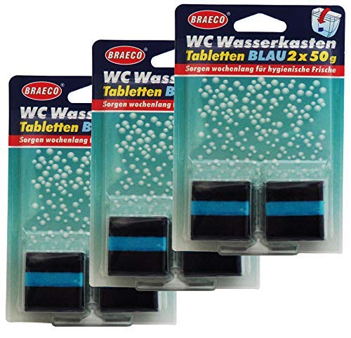 Preisjubel 24 x 50g Braeco WC Wasserkasten Tabletten blau, Spülkastentabs Blauspüler