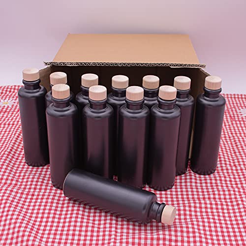Flaschenbauer - 6 Tonkrüge 0,2l Tonbehälter 200ml zum aufbewahren von Kräutern und Gewürzen Schwarz - Tonbecher inkl. Korkdeckel zum befüllen