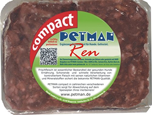 Petman compact Rentier, 22 x 500g-Beutel, Tiefkühlfutter, gesunde, natürliche Ernährung für Hunde, Hundefutter, BARF, B.A.R.F.