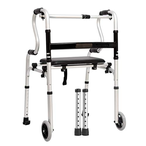 AOLI Roll Walker, faltbar 2-Rad-Walker für die, mit Sitz, Austauschbare Füßen, Stuhl höhenverstellbar Dusche, WC Armlehne, Gebrauch für ältere Menschen, Wasserdicht