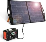 FlexSolar 100W Solarpanel Faltbar (19,8 V/5,1 A MAX) Faltbares Solarladegerät mit USB/TypeC/DC-Anschluss, kompatibel mit Telefonen/iPad/Laptop/Jackery Power Station für Camping, Wandern