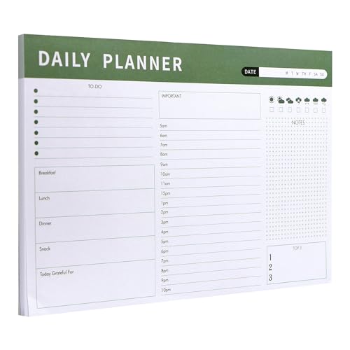 Tagesplaner-Notizblock, A5, magnetische To-Do-Liste, 120 Seiten, 16,5 x 24 cm, Planungsblock, Checklisten-Organizer für Arbeit, Zuhause, Schule, persönlich