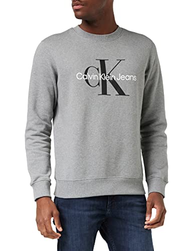 Calvin Klein Jeans Herren Core Monogram Crewneck Pullover, Grau (Mid Grey), XXL