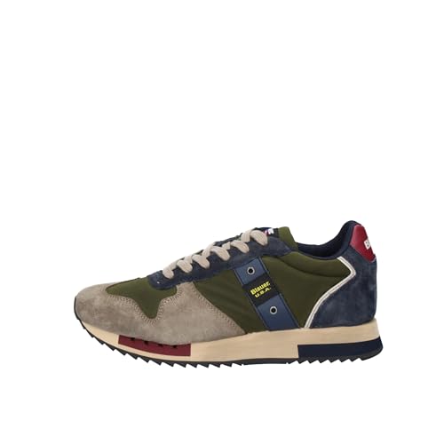 Scarpe Blauer Sneaker Queens in Suede Navy/Tessuto Verde Militare U23BU08 F2QUEENS01 45