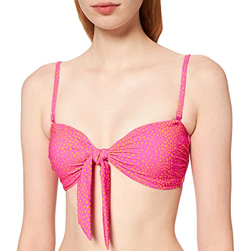 Seafolly Damen Safari Spot Twist Tie Front Bandeau Bikinioberteil, Mehrfarbig (Ultra Pink Ultra Pink), 32 (Herstellergröße: 6)