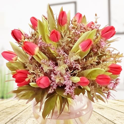 Blumenstrauß Tulpenmärchen - Großer Blumenstrauß mit 20 roten Tulpen - Inklusive Grußkarte # Blumen # Tulpen # Blumenstrauß # Tulpenstrauß # Frühling