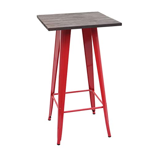 Mendler Stehtisch HWC-A73 inkl. Holz-Tischplatte, Bistrotisch Bartisch, Metall Industriedesign 107x60x60cm ~ rot