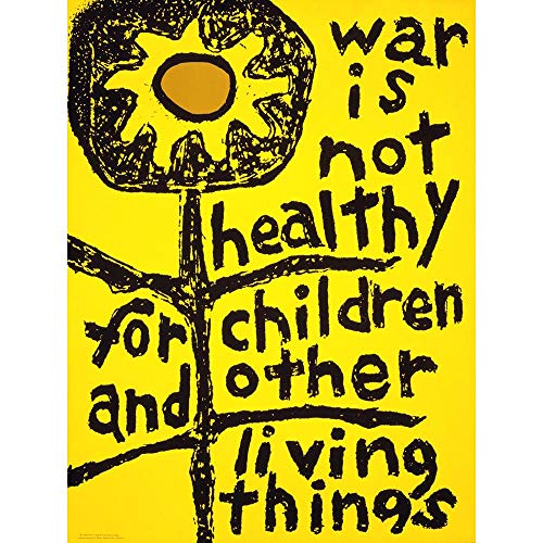 Wee Blue Coo Poster/Poster, Motiv: Politischer Protestkrieg, Kinder, Blume, Frieden, Gelb, 30,5 x 40,6 cm