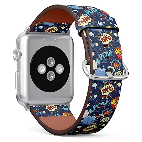 IKIKI-TECH Kompatibel mit Apple Watch-Armband, 38 mm, 40 mm, 41 mm (Comic-Buch-Muster), veganes Ersatzarmband für iWatch Serie 8, 7, 6, 5, 4, 3, 2, 1 Ultra SE