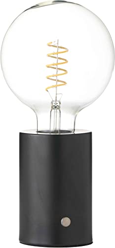 Northpoint LED Akku Tischlampe Edison Style Glühbirne mit Glühdraht bis zu 96 Stunden Laufzeit 2000mAh Touch Dimmer Ambientelicht Tischleuchte Schwarz-Matt klares Glas