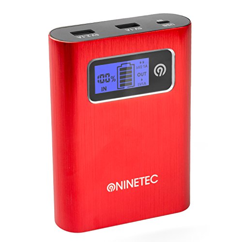 NINETEC PowerDrive 2in1 64GB USB Flash Speicher + 13.400mAh Power Bank Akku Ladegerät in Rot