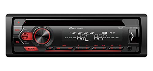 Pioneer DEH-S120UB , 1DIN RDS-Autoradio mit roter Tastenbeleuchtung , Display weiß ,Android-Unterstützung , 5-Band Equalizer , CD , MP3 , USB , AUX-Eingang , ARC App