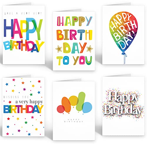 30 bunte Geburtstagskarten – Multipack Happy Birthday Karten mit Umschlägen, Box-Set für Erwachsene und Kinder – Set 6 – von Ruby Ashley