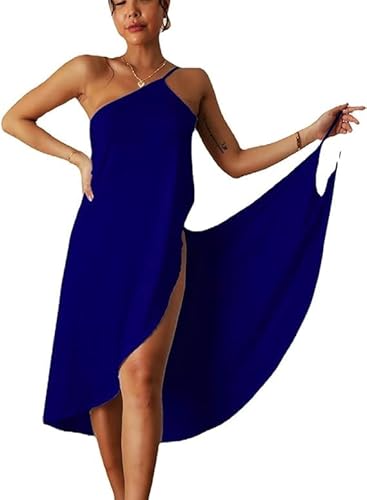 INXKED Women's Wrap Dress Cover-up, Womens Cover Ups Beach Spaghetti Strap Sarongs Beach Backless Wrap Midi Dresses (04,2XL)