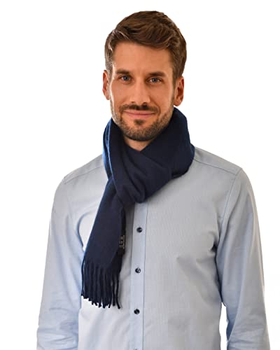 MayTree Kaschmir-Schal in verschiedenen Farben Herren und Damen, Unisex Woll-Schal aus 100% Kaschmir, einfarbig und kariert, 180 x 30 cm (marine blau)