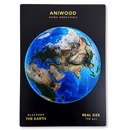 Aniwood Puzzle aus Holz, in Tierform, gestanzter Deckel, Enthält einzigartige Teile von Tieren (Medium, Erde)