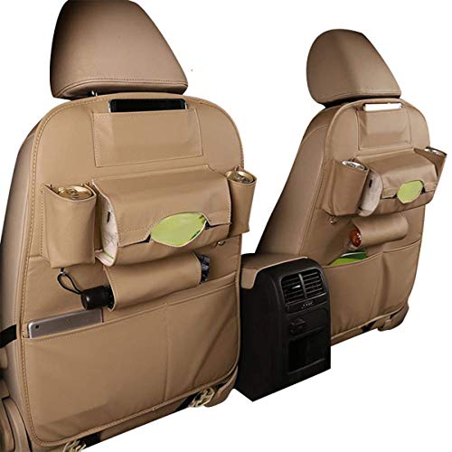 HCMAX 2 Pack Auto-Rückenlehnenschutz Autositz zurück Veranstalter Tasche Rücksitz Schutzaufbewahrung Trittmatte Ipad Mini Halter Großes Reisezubehör